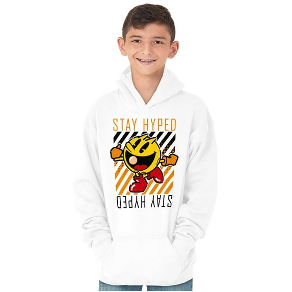 PACMAN Video Arcade Game Stay Hyped Youth Hoodie Boy Girl Teen Brisco Brands L