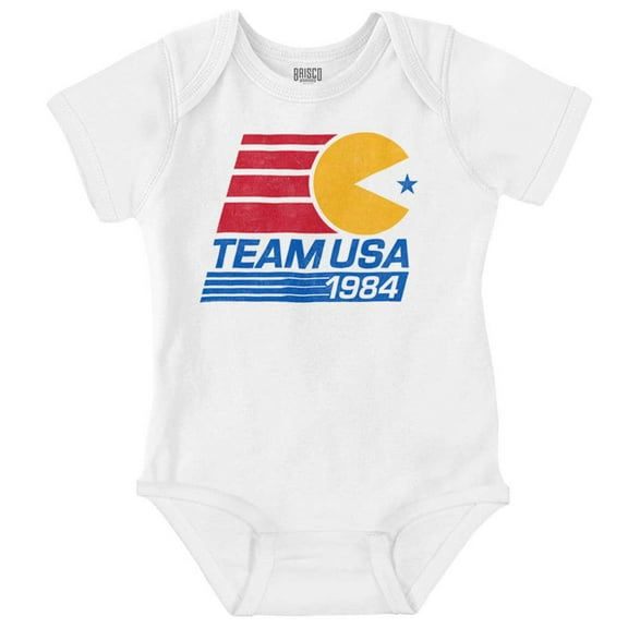 PACMAN Video Arcade Game Team USA Romper Boys or Girls Infant Baby Brisco Brands NB