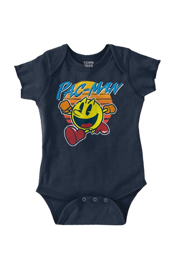 PACMAN Vintage Retro Video Game Romper Boys or Girls Infant Baby Brisco Brands NB