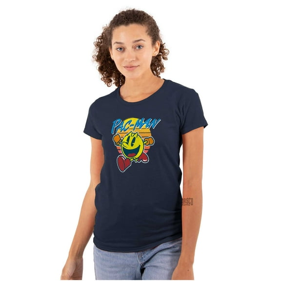 PACMAN Vintage Retro Video Game Women's T Shirt Ladies Tee Brisco Brands L