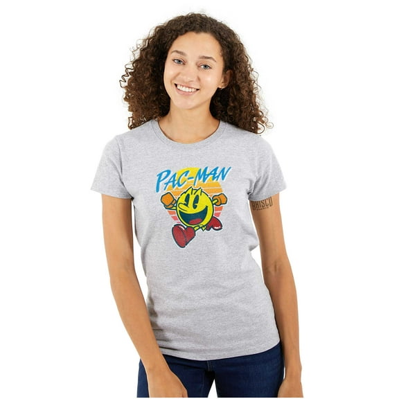 PACMAN Vintage Retro Video Game Women's T Shirt Ladies Tee Brisco Brands S