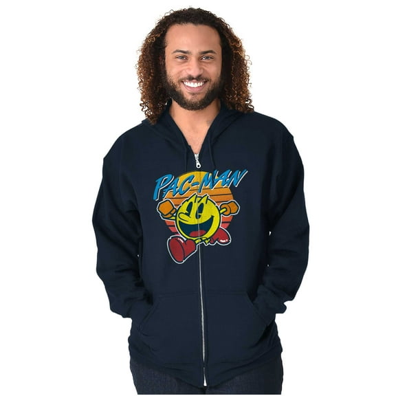 PACMAN Vintage Retro Video Game Unisex Plus Size Zip Hoodie Brisco Brands 4X