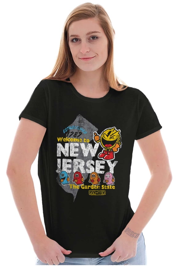 PACMAN Welcome to New Jersey State Women's T Shirt Ladies Tee Brisco Brands S