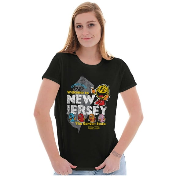 PACMAN Welcome to New Jersey State Women's T Shirt Ladies Tee Brisco Brands X