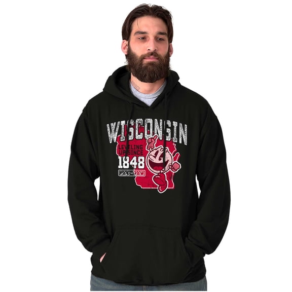 PACMAN Wisconsin State Leveling Up Hoodie Sweatshirt Women Men Brisco Brands L