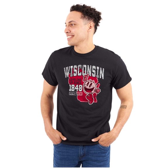 PACMAN Wisconsin State Leveling Up Men's Graphic T Shirt Tees Brisco Brands L