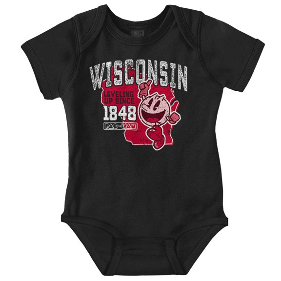 PACMAN Wisconsin State Leveling Up Romper Boys or Girls Infant Baby Brisco Brands 12M