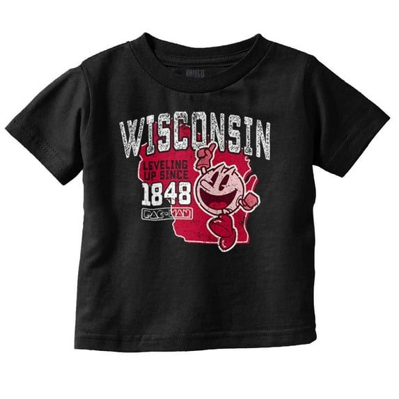 PACMAN Wisconsin State Leveling Up Toddler Boy Girl T Shirt Infant Toddler Brisco Brands 3T