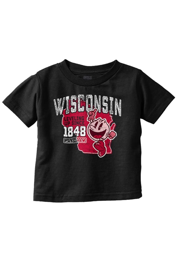 PACMAN Wisconsin State Leveling Up Toddler Boy Girl T Shirt Infant Toddler Brisco Brands 6M
