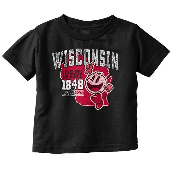 PACMAN Wisconsin State Leveling Up Toddler Boy Girl T Shirt Infant Toddler Brisco Brands 6M