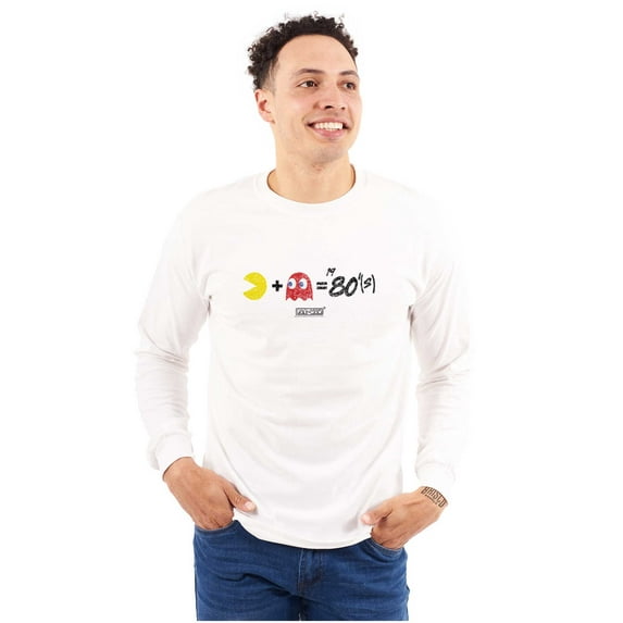 PACMAN and Blinky 80s Math Equation Long Sleeve TShirt Men Women Brisco Brands M