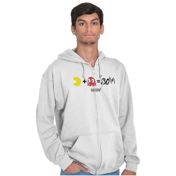 PACMAN and Blinky 80s Math Equation Zip Up Hoodie Men's Women's Brisco Brands X