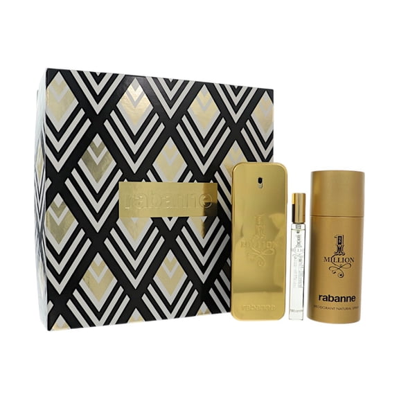 Paco Rabanne 1 Million 3 Piece Gift Set For Men - 3.4 Oz  Eau De Toilette, 5.1 Oz  Deodorant, 10 Ml Eau De Toilette