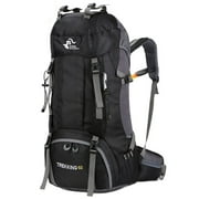 PACOLO Lightweight Hiking Backpack with Rain Cover Waterproof 60L Backpacking Backpacks, Black