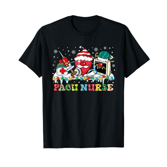 PACU Nurse Syringe Stethoscope Santa Hat Reindeer Christmas T-Shirt