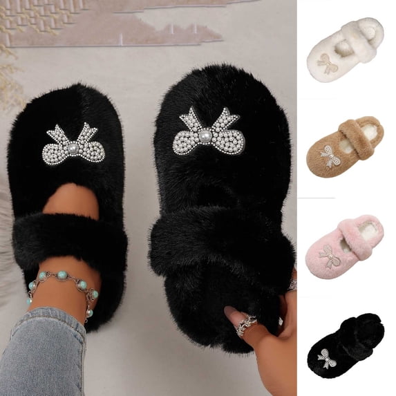 PADFRYBK Casual Slippers For Women Closed Toe Slippers Solid Color Fall ...