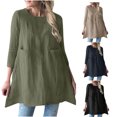 thumbnail image 1 of PADFRYBK Fall Dresses For Women Round-Neck Mid Dress Comfy Long Sleeve Dress Casual Loose Solid Color Dress, 1 of 6