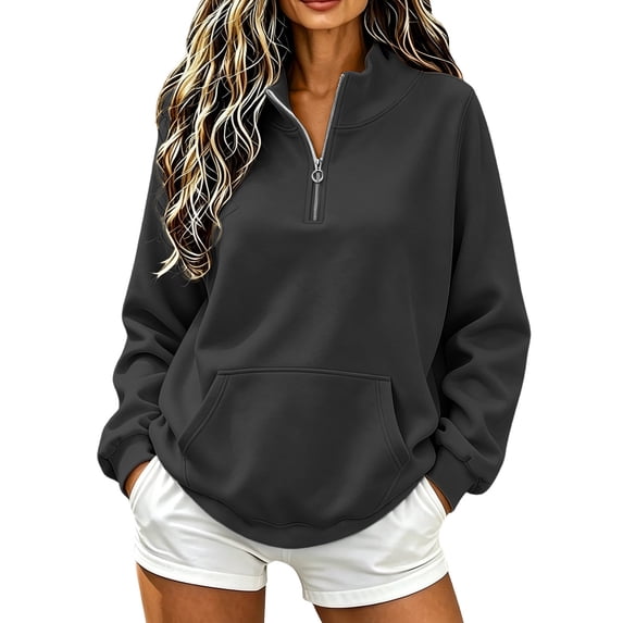 PADFRYBK Half Zip Up Sweatshirt For Women Casual Sports Pullover Long Sleeve Oversized Sweatshirts Zip Up Tops With Pockets