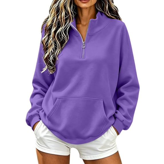 PADFRYBK Half Zip Up Sweatshirt For Women Casual Sports Pullover Long Sleeve Oversized Sweatshirts Zip Up Tops With Pockets