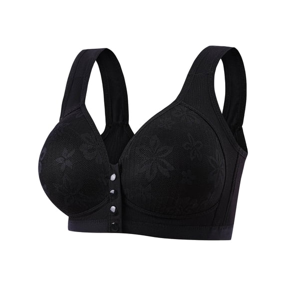 PADFRYBK Plus Size Bra For Women Front Button-Up Bra Underwire-Free Bras Comfortable Breathable Bras Gathered Everyday Bras