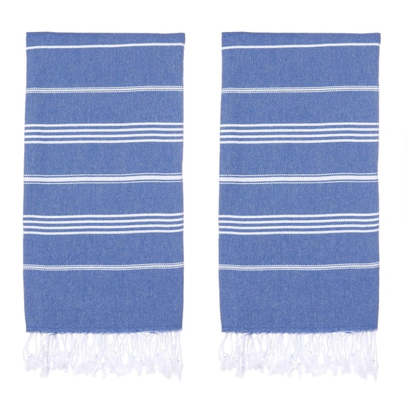 PADISHAHHOME Turkish Beach Towels, Pack of 2 | Oversized, Quick Dry, Sand Free | 100% Cotton, Large 38x71" Towels for Beach, Pool, Travel | Ultra-Soft, Compact, and Absorbent | Blue