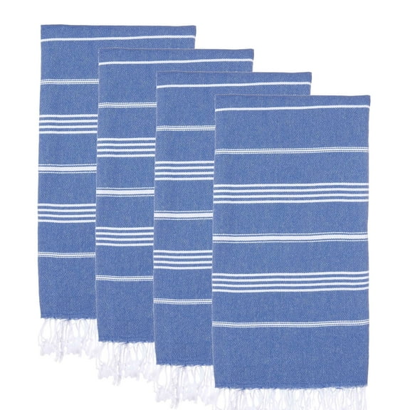 Padishah Home 4 Pack Turkish Cotton Beach Towels, 71 x 38 in, Sand Free, Blue