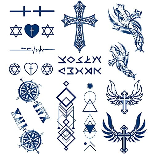 1pc Men Waterproof Temporary Tattoos Stickers Body Hand Wrist Cool Hipster  Black Christ Cross Washable  Temporary Tattoos  AliExpress