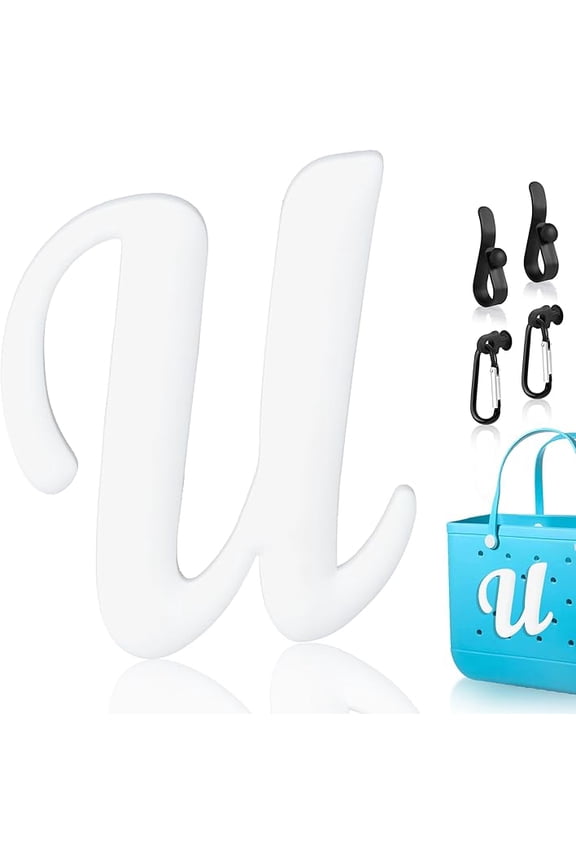 4Pcs Hooks & Letter Charm Compatible with Bogg Bags, Insert Charm Carabiner Keychain to Organize Keys, Bogg Bag Accessories