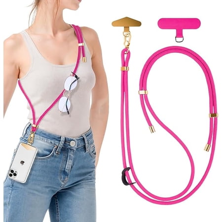 PADUKU Phone Lanyard Crossbody Strap with 2 Tether Tabs, Adjustable Shoulder Phone Strap with Metal Buckles, Compatible with All Cellphone Cases