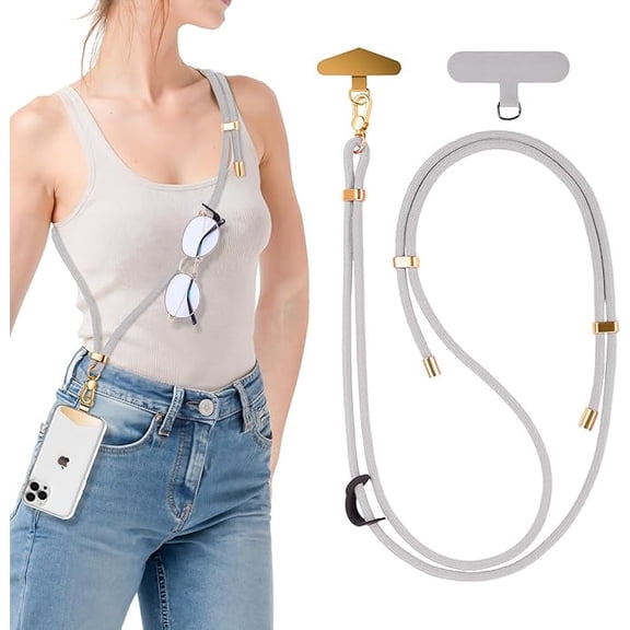 PADUKU Phone Lanyard Crossbody Strap with 2 Tether Tabs, Adjustable Shoulder Phone Strap with Metal Buckles, Compatible with All Cellphone Cases
