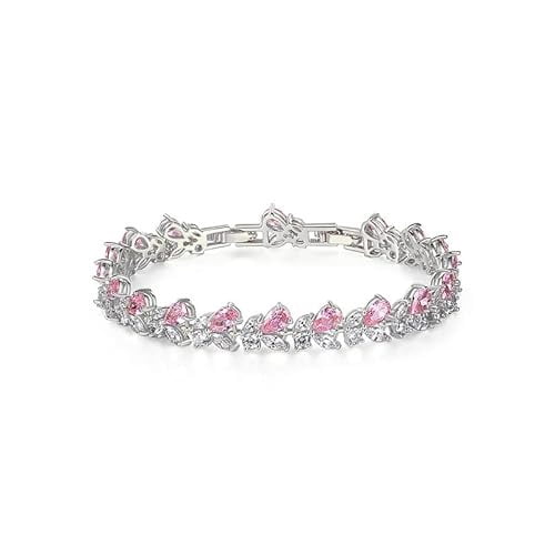 PAENENPH 14K Gold Bohemian Crystal Bracelet for Women,Luxury Branch Shape Natural Pink Crystal Charm Bracelet,Fashion Bracelet Jewelry Gift for Her
