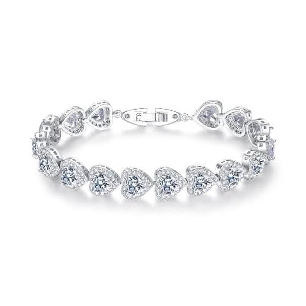 PAENENPH 14K Gold Heart Moissanite Bracelet, Luxurious Heart Charm Bracelet, Fashion Christmas Jewelry Gift