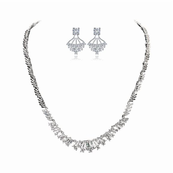 PAENENPH 14K Gold Moissanite Women Jewelry Set, Natural Crystal Necklace & Earrings, Luxury Wedding/Evening Dress Accessory, Fashionable High-End Gift Set