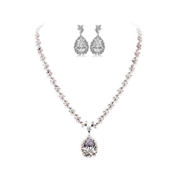 PAENENPH 14K Gold Moissanite Women Jewelry Set, Natural Crystal Necklace & Earrings, Luxury Wedding/Evening Dress Accessory, Fashionable High-End Gift Set