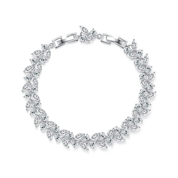 PAENENPH 14K Gold Natural Crystal Bracelet for Women,Sparkling Branch Design White Crystal Charm Bracelet,Luxury Wedding Jewelry Gift