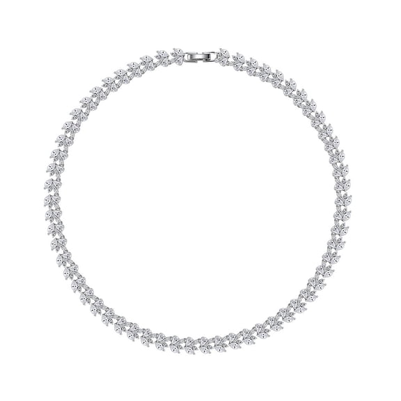 PAENENPH 14K Gold Natural Crystal Choker Necklace for Women,Dainty Wheat Shape Tennis Chian Pull Adjustable Necklace,Fashion Jewelry Gift for Her