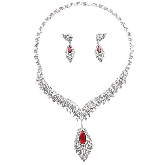 PAENENPH 14K Gold Natural Crystal Jewelry Set for Women,Sparkling Wings Shape Crystal Pendant Necklace and Drop Earrings Set,Fashion Wedding Bridal Jewelry Set