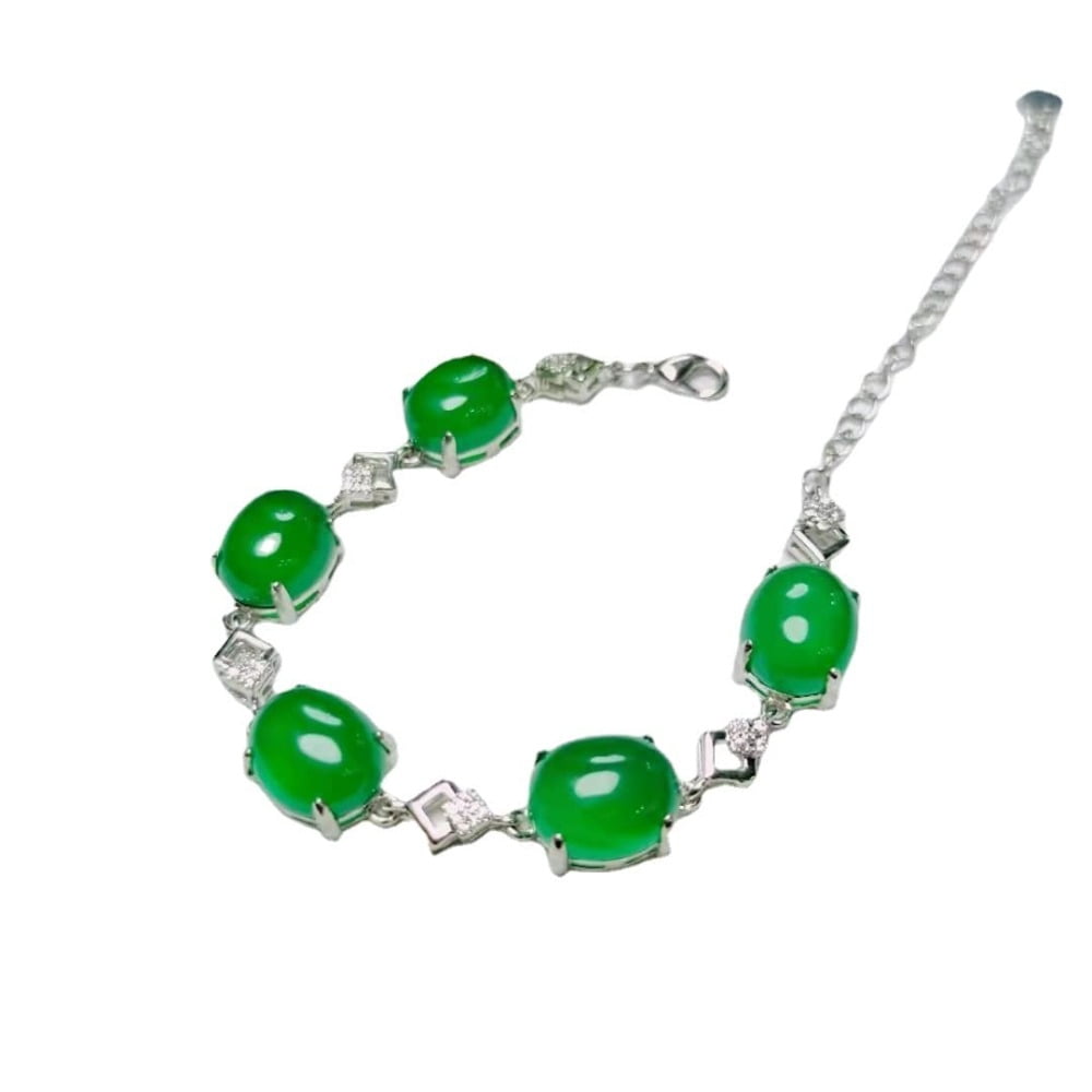 PAENENPH 14K Gold Natural Jade Bracelet，Stunning Green Gemstone for Women
