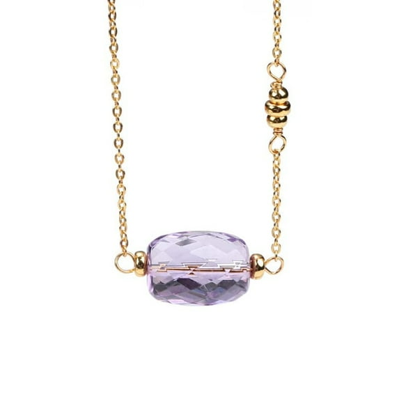 PAENENPH 14K Gold Rectangular Amethyst Necklace, Luxurious February Birthstone Elegance, Serene Amethyst Crystal Pendant with Vibrant Purple Hue