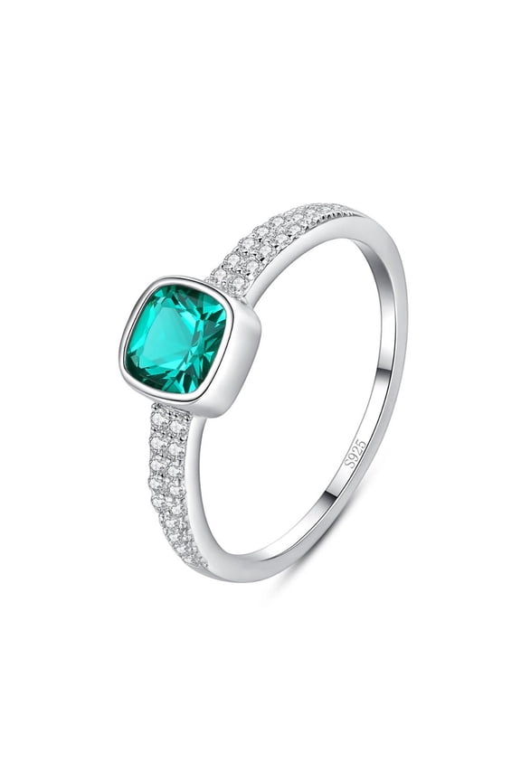 14K Gold over S925 Feminine Grace and Refined Elegance, Silver Square Emerald Ring with Gemstone, A Heartfelt and Thoughtful Daily Present for Her