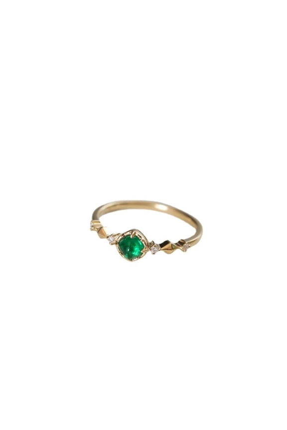 14K Gold over S925 Inlaid Gemstone Emerald Eternity Ring Gemstone Ring, A Unique Emerald Cut Rings Accessory for Every Jewelry Collection