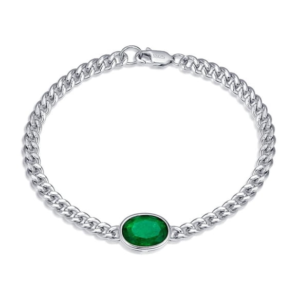 PAENENPH 14K Gold over S925 Oval Emerald Bracelet, Refined Daily Elegance, Sophisticated Green Stone Addition for Every Ensemble
