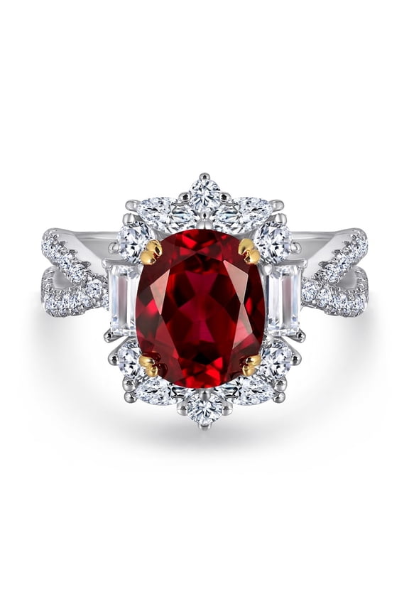 14K Gold over S925 Ruby Moissanite Ring, 2-Carat Vintage Elegance, Ideal for Celebratory and Special Occasions, Luxurious Gift for Her