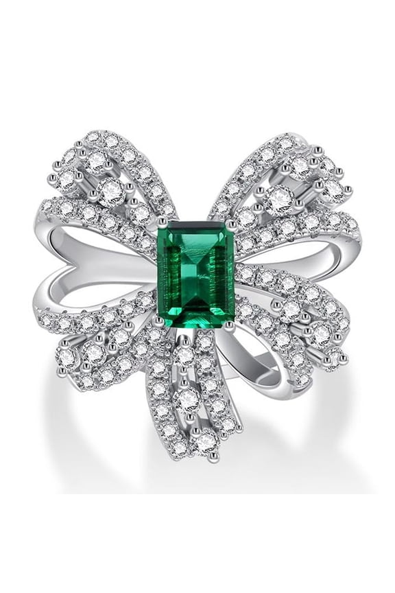 Butterfly 1 Carat Square Emerald Ring in 14K Gold over S925 Silver - A Whimsical Emerald Rings for Women Accessory for Every Woman