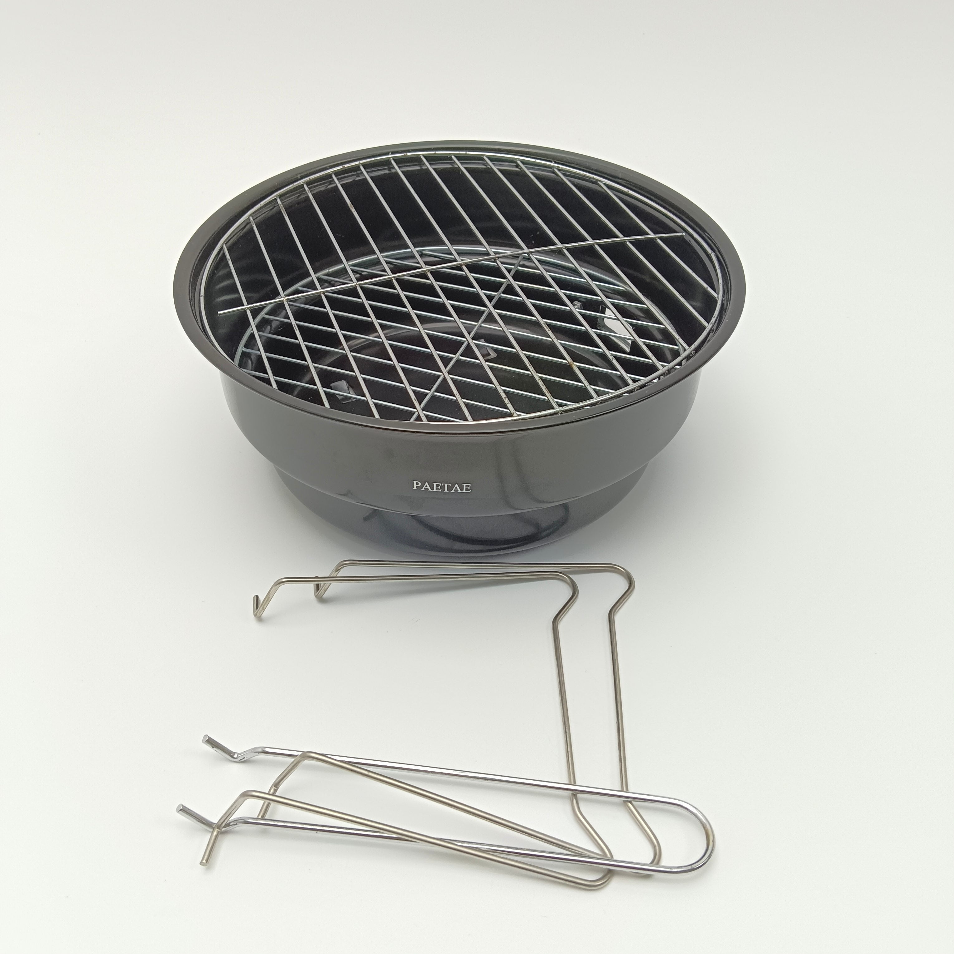 PAETAE Charcoal roasters for household purposes Round Portable Barbecue Grill with Stainless Steel Grates
