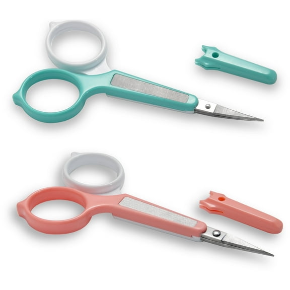 PAFASON High Precision Eyebrow Grooming Scissor Set, Beauty Makeup Cosmetic Tool, Curved, Straight Tip, Stainless Steel, Safety Case for Trimming Eyelash Extensions