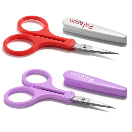 PAFASON Small Travel Craft Set Straight Curved Tip All Purpose for Scrapbooking Quilting DIY Sewing Knitting Embroidery Cross Stitch Crochet Thread Yarn Paper Detail Fabric Cutting Safety Case