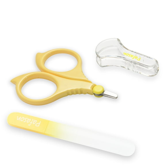 PAFASON Baby Round Tip Safety Manicure Nail Scissors and Baby Glass Nail File Set, Stainless Steel, Czech Float Glass, Ideal for Infant, Newborns, Babies Toddlers