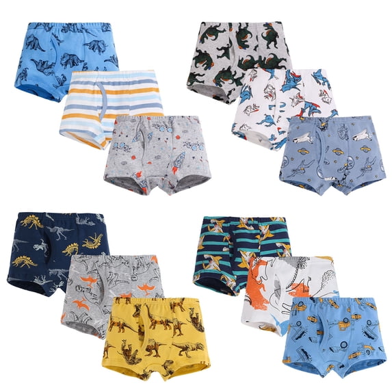 PAFNAFHF Boys Underwear Boxers Pure Cotton Cartoon Dinosaur Print For Toddler Little Kids Baby Boys Daily Wear Boys Underwear Grey