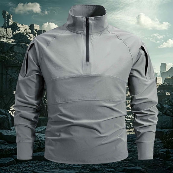 PAFNAFHF Casual Quarter Zip Pullover Men Golf Windbreaker Athletic Lightweight Jacket Hiking Running Sweatshirt with Pocket XL